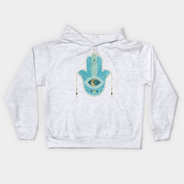 Hamsa Hand Kids Hoodie by emanuelacarratoni